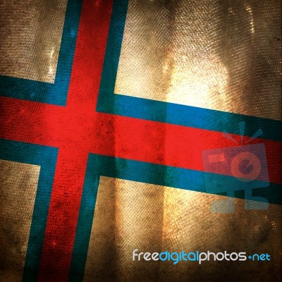 Old Grunge Flag Of Faroe Islands Stock Photo