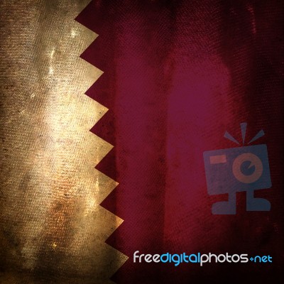 Old Grunge Flag Of Qatar Stock Photo