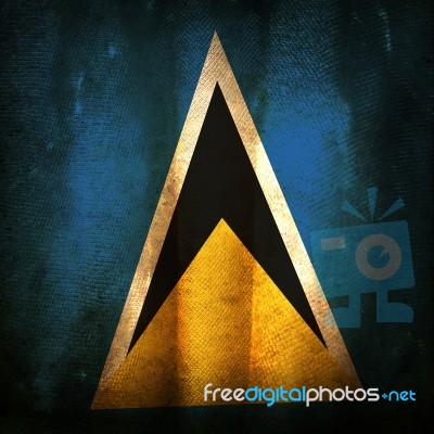 Old Grunge Flag Of Saint Lucia Stock Photo