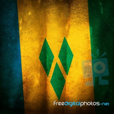 Old Grunge Flag Of Saint Vincent Stock Photo