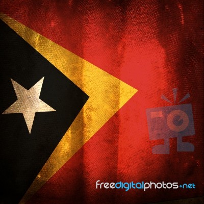 Old Grunge Flag Of Timor Leste Stock Photo