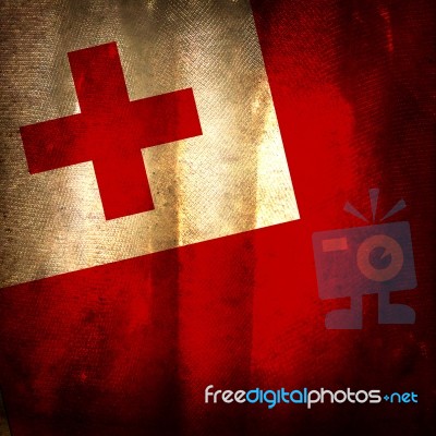 Old Grunge Flag Of Tonga Stock Photo