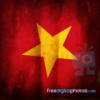 Old Grunge Flag Of Vietnam Stock Photo