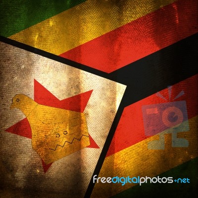 Old Grunge Flag Of Zimbabwe Stock Photo