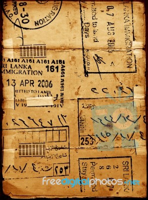 Old Immigration Stamps Stock Photo