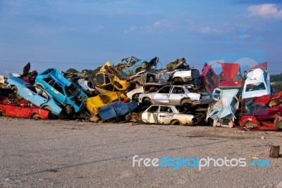 Old Junk Cars Stock Photo