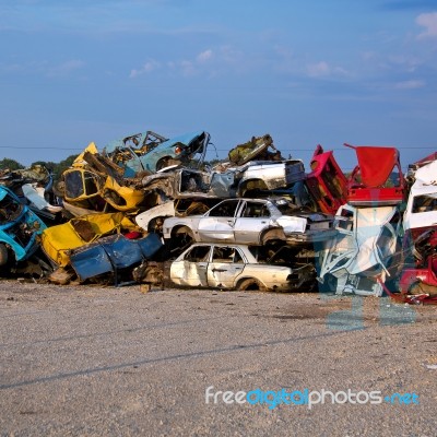 Old Junk Cars Stock Photo