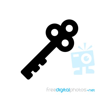 Old Key In Diagonal Symbol Icon  Illustration On Whi Stock Image