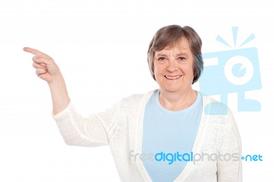 Old Lady Pointing Away Stock Photo