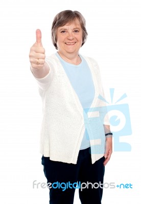 Old Lady Showing Thumbs Up Stock Photo