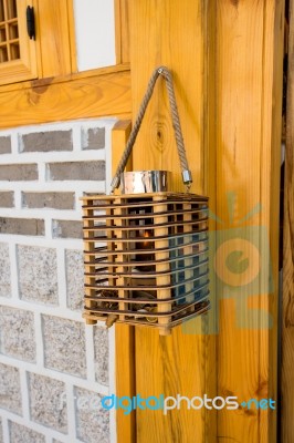 Old Lamp, Wood Lamp Stock Photo