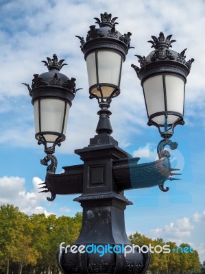 Old Lamppost In Place Des Quincones Bordeaux Stock Photo