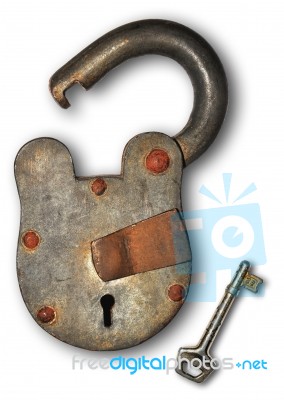 Old Lock And Key Stock Photo