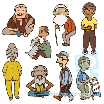 Old Man Cartoon Stock Image