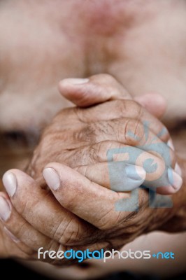 Old Man Hand Stock Photo