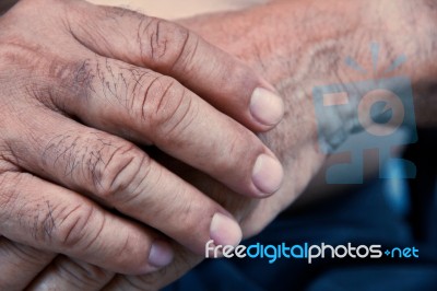 Old Man Hand Stock Photo