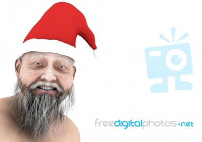 Old Man In Santa Claus Hat Stock Image