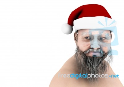 Old Man In Santa Claus Hat Stock Image