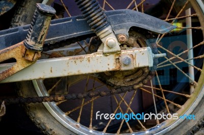 Old Motorcycle Parked On The Wayside Stock Photo