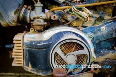 Old Motorcycle Parked On The Wayside Stock Photo