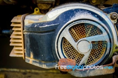 Old Motorcycle Parked On The Wayside Stock Photo