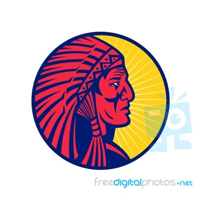 Old Native American Chief Headdress Circle Stock Image