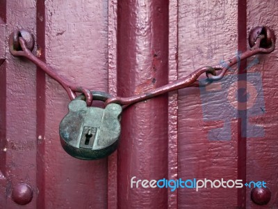 Old Padlock With Key Stock Photo