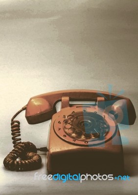 Old Phone On Background Stock Photo