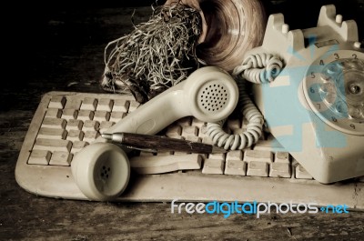 Old Phone Still Life Stock Photo