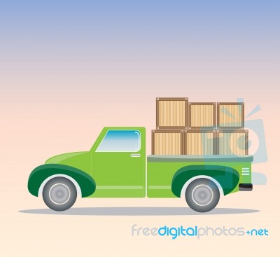 Old Pick Up Truck With Wood Cargo Box Stock Image