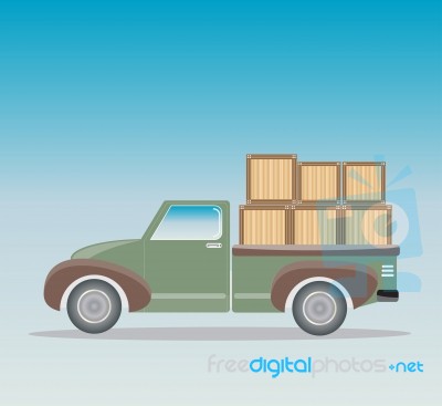 Old Pick Up Truck With Wood Cargo Box Stock Image