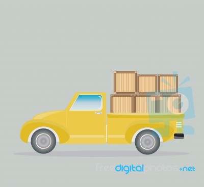 Old Pick Up Truck With Wood Cargo Box Stock Image