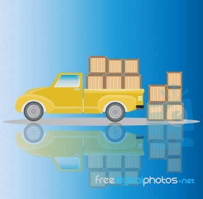 Old Pick Up Truck With Wood Cargo Box Stock Image