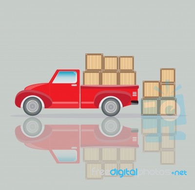 Old Pick Up Truck With Wood Cargo Box Stock Image