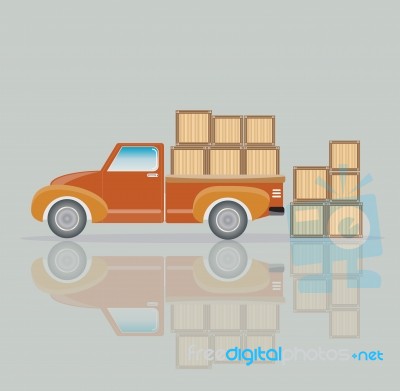 Old Pick Up Truck With Wood Cargo Box Stock Image