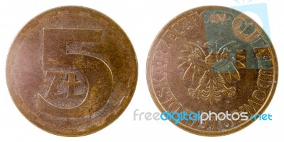 Old Polish Coin Stock Photo