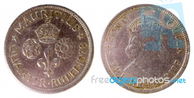 Old Rare Coin Of Mauritius Stock Photo