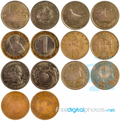 Old Rare Coins Of Different Countries Stock Photo