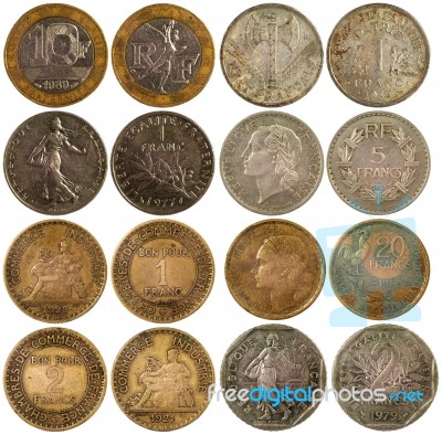 Old Rare Coins Of France Stock Photo