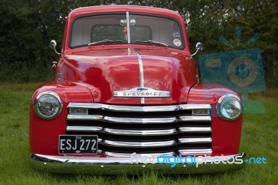 Old Red Chevrolet Stock Photo