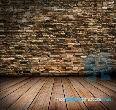 Old Room With Brick Wall Stock Photo