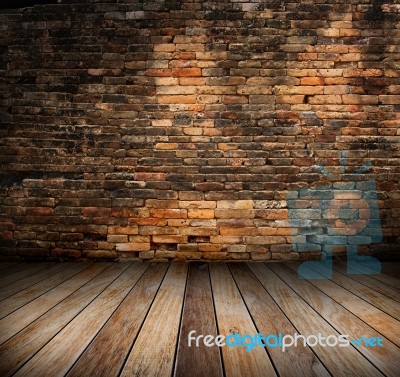 Old Room With Brick Wall Stock Photo