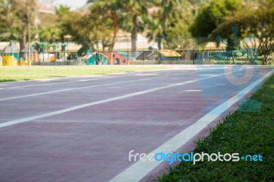 Old Running Track In School Stock Photo