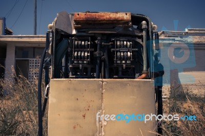 Old Rustic Fuel Pump In The Countryside Stock Photo