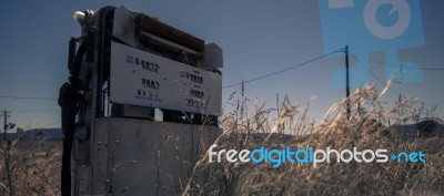 Old Rustic Fuel Pump In The Countryside Stock Photo