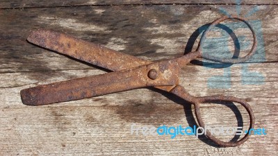 Old Rusty Scissors Stock Photo