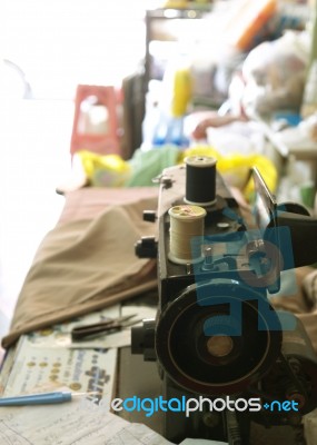 Old Sewing Machine Stock Photo