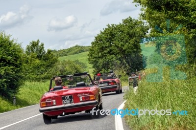 Old Sports Car Rally Near Sienna Tuscany Stock Photo