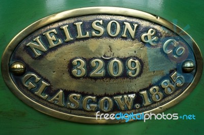 Old Steam Train Manufacturers Badge At Sheffield Park Station Stock Photo