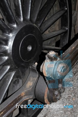 Old Steam Train Wheel At Sheffield Park Station Stock Photo